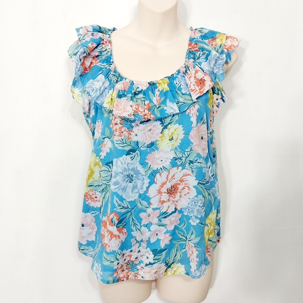 🔵BOGO FREE🔵 Loft Floral Peasant Top Ruffled Sz XXSP